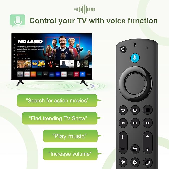 Replacement Voice Remote Control Fit for Fire Smart AMZ TV Stick(HD/Lite/4K Max/4K/Cube), FireSeries Stick(2nd Gen/3rd Gen), Smart TVs 3rd Gen, for All Omni QLED Series＆Insignia-Pioneer-Hisense-TCL