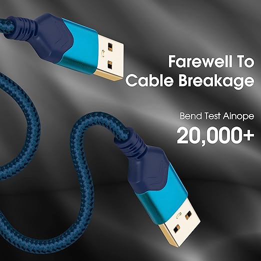ROFICORD USB 3.0 Male to Male Cable, USB A to USB A High Speed Data Cord Compatible with Hard Disk Drive/Laptop Cooler/Set-top Box/DVD Player/TV/Camera and More (2 FT, Blue)