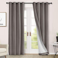 Macochico 100% Blackout Chenille Curtains for Living Room Classic Chenille Window Curtain Panels Thermal Drapes for Bedroom Hotel Grommet Curtains with Tieback Stone Grey 84" Wx96 L 1 Panel