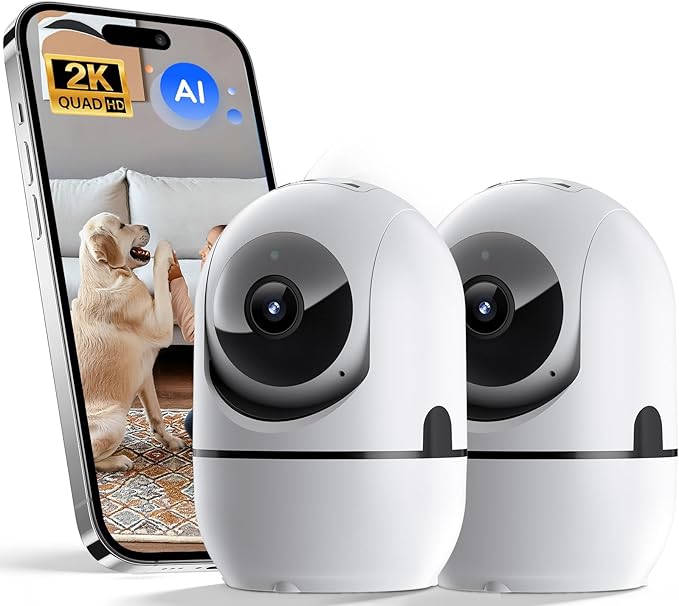 GBIUT Indoor Security Camera, Indoor Camera for Home Security, WiFi Home Camera with 360° Pan Tilt, AI Motion Detection, Two-Way Audio, Night Vision for Baby, Pet, Elderly Monitoring