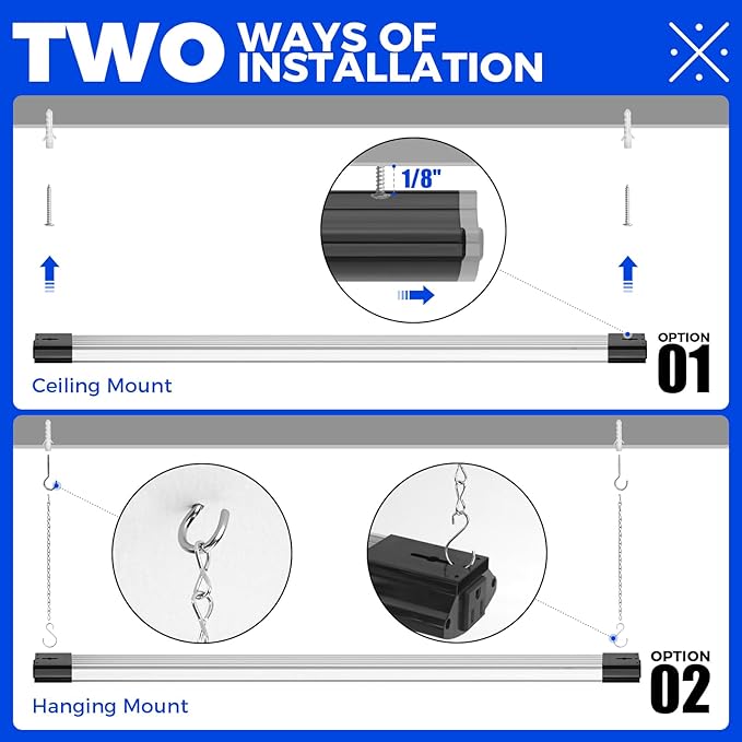 Barrina BS84 LED Shop Light for Garage, 10000LM, 84W, 4FT, 5000K Linkable Light Fixture for Workshop, Basement, Hanging or Flush Mount, Heat Dissipation with Pull Chain Switch, ETL,1 Pack