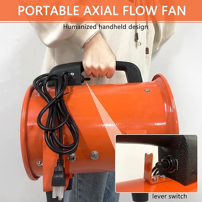 FICBXRA Utility Blower Fan 14 Inch Portable Axial Exhaust Fan 820W 3016CFM High Velocity Ventilator with 16FT Duct Hose for Exhausting & Ventilating at Home and Job Site