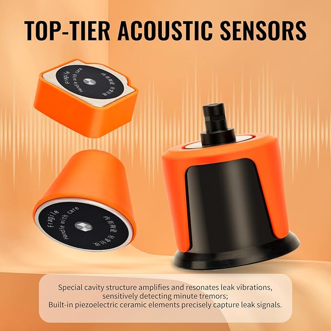 PQWT L5000 Underground Water Leak Detectors Indoor Outdoor Wall Water Pipe Detector Machine Multi Sensor Acoustic Pipeline Leakage Detection Kit Noise Reduction Headphone Smart Touchscreen Carry Case