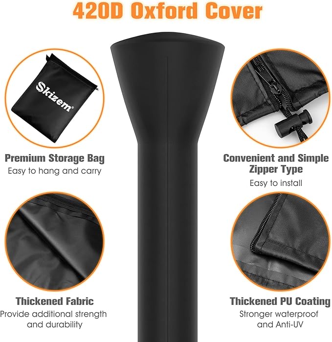 Skizem Outdoor Patio Heater Covers with Zipper,Upgraded 420D Oxford Fabric with PU Coating Material,100% Waterproof Windproof Anti-UV Snow-Poof,36 Months of Use (2 Pack 92'' H x 33" D x 19" B)