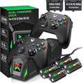 Batteries Cases and Storage Sets with Charger Dock compatible with Xbox Series X|S/Xbox One/Elite, 4 x 5520mWh Controller Battery, High-Capacity Power Kit with Built-in Storage Case & LED Indicator