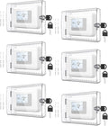 AUURIO 6 PCS Upgraded Thermostat Lock Box with Key, Large Space Thermostat Cover Seamless Anastomosis, Clear Decorative AC Lock Box Cover on Wall Fits Thermostats 4.8" H x 6" W or Smaller