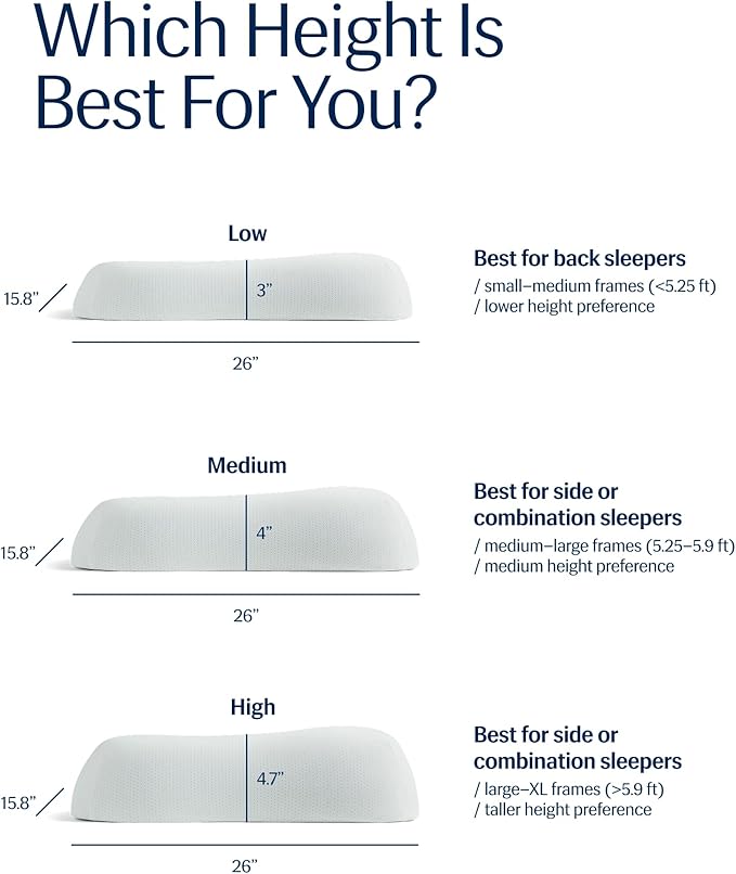 REST® Evercool® Cooling Pillow, Instant Cool-to-Touch Shell Fabric & Breathable Silicone Sponge Core for All-Night Temperature Regulation & Ergonomic Support, High, Light Gray