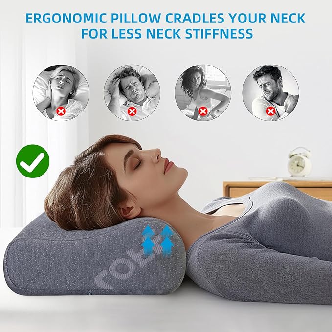 LOFE Contour Pillow - Adjustable Softness Cervical Neck Pillow for Ideal Support, 11 Heights Contour Memory Foam Pillow for Stomach/Side/Back Sleepers, Ergonomic Side Sleeper pillow for Less Neck Pain
