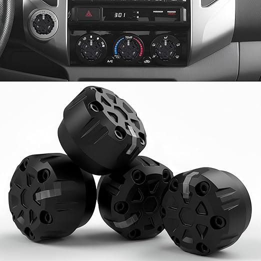 4 Pack - 2nd Gen Tacoma Accessories AC Knob Upgrade - 2005,2006,2007,2008,2009,2010,2011,2012,2013,2014,2015 Tacoma Climate Control Dial Mods Set - for Toyota Interior Replacement Kit