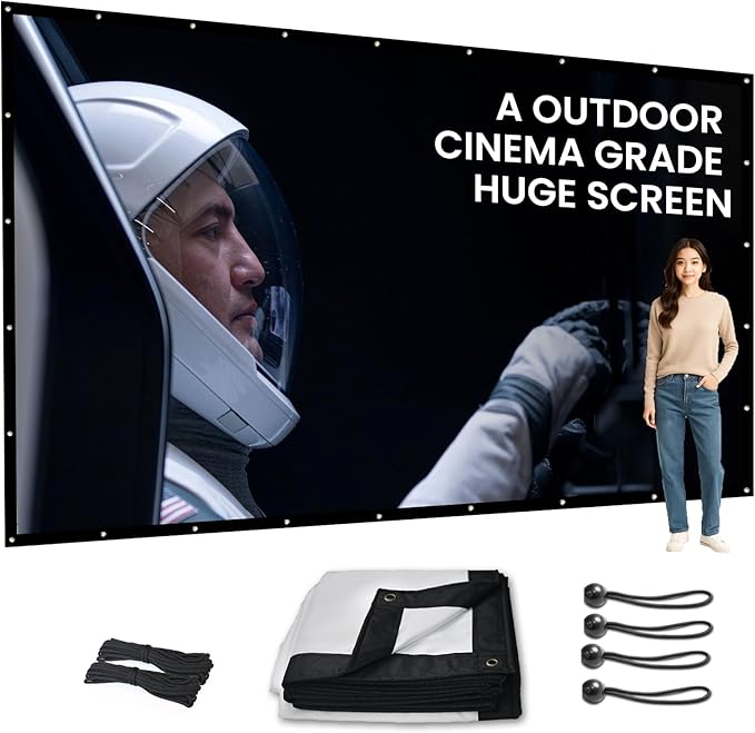 250 Inch Extra Large Projector Screen | Cinema-Grade Huge Movie Screen for Outdoor Use — Perfect for Backyard, Events, Church, School, Corporate by IOLIEO