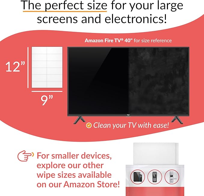 iCloth 70% Isopropyl Alcohol XL Screen and Electronics Wipes, Lint-Free, Streak-Free, Fast-Drying, Removes Dust and Fingerprints, 192 Wipes