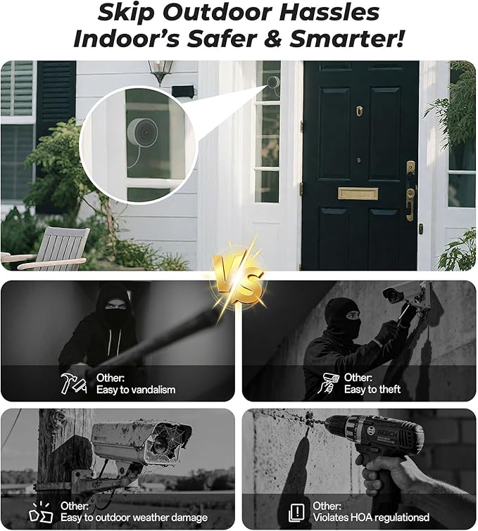 4MP/2K Window Camera for Home Security, 5G&2.4G WiFi Indoor Security Cameras, 2 Packs Outdoor Monitor Cam thru Glass Blacklight Color Night Vision, 24/7 Recording AI Human Detection, Easy Mag. Install