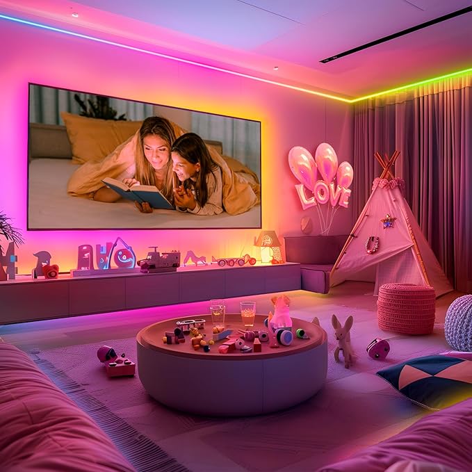 ATHONO 65.6ft Led Lights for Bedroom Music Sync Color Changing Led Strip Lights IC+RGB with Remote App Control Led Strip, Led Lights for Room Home Kitchen Decor Party