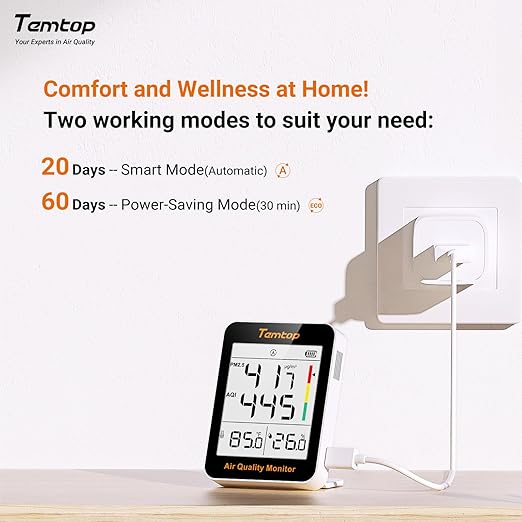 Temtop Air Quality Monitor Indoor Thermo-Hygrometer - PM2.5, AQI, Temperature, and Humidity Meter for Home, Office, or School, Air Quality Measurement, 60-Day Battery Life, S1 UP, 10-Pack