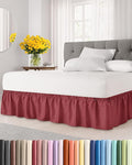 Wrap Around Dust Ruffle Bed Skirt - Burgundy - for Full Size Beds with 15 Inch Drop - Easy Fit Elastic Strap - Adjustable Pleated Bedskirt w/Brushed Fabric Wrinkle Free - for Women, Men, Kids & Teens