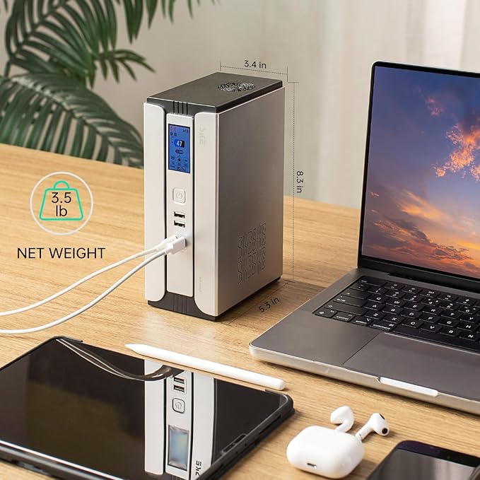 SKE Mini UPS 30000mAh Battery Backup & Surge Protector Uninterruptible Power Supply UPS for Router Modem PoE DC USB Type-C Ports Sirius