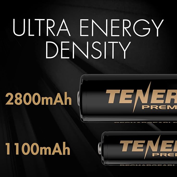 Tenergy TN480U 8-Bay LCD Display Fast Charger with 8 Pack AA and 8 Pack AAA Premium Pro Rechargeable Batteries