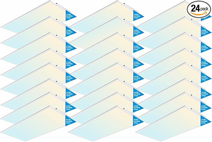 2x4 FT LED Light Flat Panel, 40-72W, 5 CCT 3K | 3.5K | 4K | 5K | 6.5K, Dimmable Recessed Drop Ceiling Lights, 3750/5000/6250/7500/9000 Lumens, Lay in Fixture for Office, 120-277V, UL DLC(24 Pack)