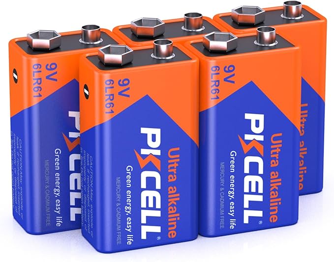 PKCELL 9v Maximum Power Dry Battery – Ultra Long-Lasting 9V Batteries for Smoke Detector 9v 6lr61 Alkaline for Smoke Alarms
