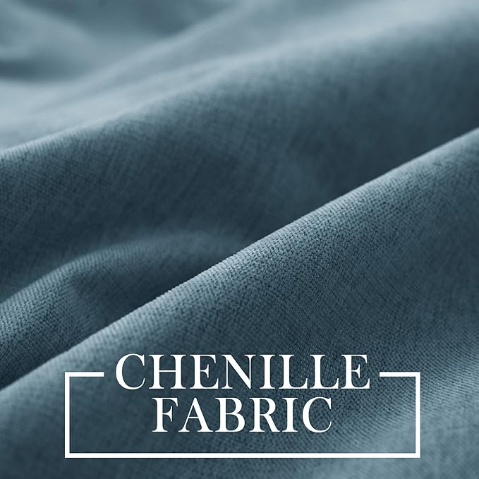 Macochico 100% Blackout Curtains Luxury Chenille Curtains for Living Room Thermal Blackout Curtains for Bedroom Hotel Banquet Classic Decor Teal Blue Curtains with Tieback 72" Wx96 L Grommet 1 Panel