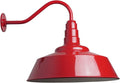 Steel Lighting Co. Large Outdoor Barn Light | Gooseneck Light Fixture | Made in America from 18-Gauge Steel | 20" Dome | 16" Gooseneck Red Exterior/White Interior