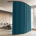Room Divider Curtains with Ceiling Curtain Track Set Window Curtain for Bedroom,Living Room Total Blackout Thermal Insulated Privacy Ceiling Track Curtain W 15 × H 7 FT Azure Blue drape&Black track