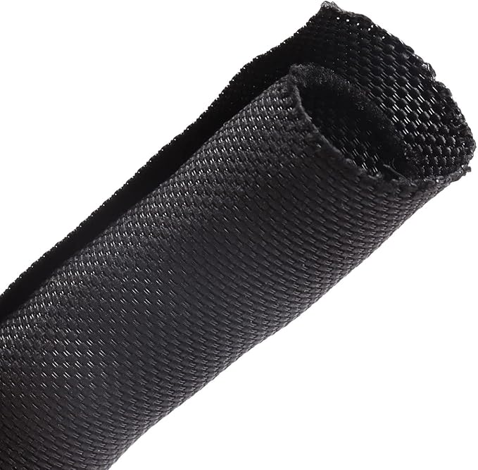 Sonoreboom Braided-Wiring-Loom Black Mesh Woven Split-Sleeves for Automotive/Electrical/Multi-Cable Strings Cabling Management Protector Covering (1/2" - 28 Feet)