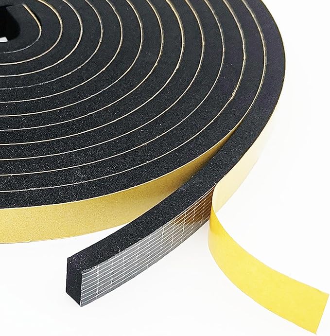 Weather Stripping Door Seal Strip, Strong Adhesive, Weatherproof, Reduce Noise, Gap Filler, Foam Insulation Tape for Doors and Windows (1/2 in x 1/4 in x 26 Ft)