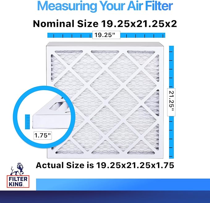 Filter King 19.25x21.25x2 Air Filter | 4-PACK | MERV 8 HVAC Pleated A/C Furnace Filters | MADE IN USA | Actual Size: 19.25 x 21.25 x 1.75"