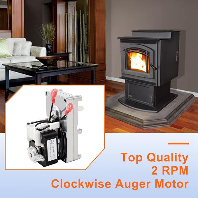 Criditpid Replacement KS-5010-1010 Auger Motor for Glowboy Bay View, Classic, Home Heater, Shop Heater Pellet Stove, 2 RPM Clockwise Auger Feed Motor for PelPro PP300.