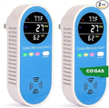 Vzmcov Plug-in Carbon Monoxide Detector with Real-Time CO Display & Temperature/Humidity Monitor, Plug-in CO Alarm for Home, RV, Apartment, Indoor Air Safety 2-Pack