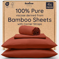 Bambaw 100% Viscose Derived from Bamboo Sheets Queen Size Set – 4pcs Cooling Sheets Queen, Luxury Bedding, Soft & Breathable, Deep Pocket Fits Up to 16'' Mattresses (Terracotta)