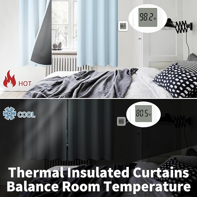 BGment Baby Blue 100% Blackout Curtains for Nursery Bedroom 84 Inch Length 2 Panels, Thermal Insulated Full Light Blocking Grommet Noise Cancelling Window Curtains for Kids Room, 38 Inch Wide Each