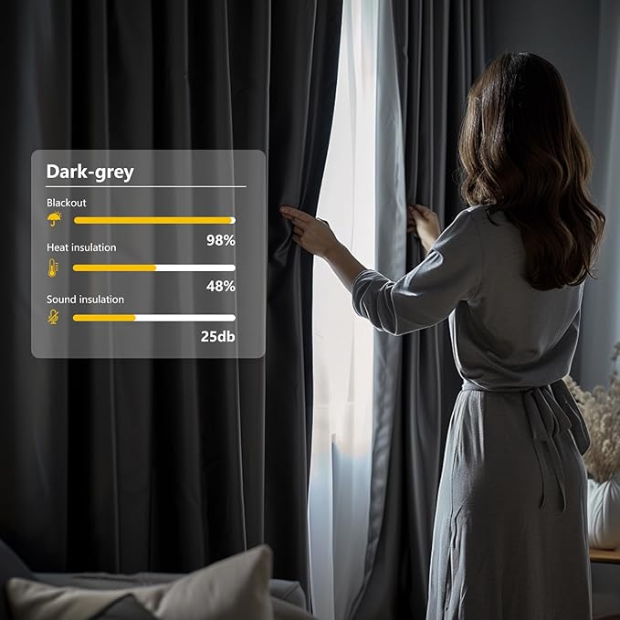 Room Divider Blackout Curtain Track Curtains Wall Dividers Panels Screen for Living Rooms Bedroom Office Privacy Partition Separation, W100 × L108 Inch,1 Panel, Grey