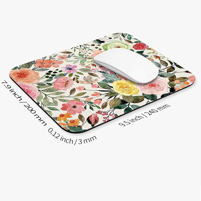 Armanza Square Mouse Pad Watercolour Floral,Personalized Premium-Textured Custom Mouse Mat Design,Washable Mousepad Cloth,Non-Slip Rubber Base Computer Mouse Pads for Wireless Mouse