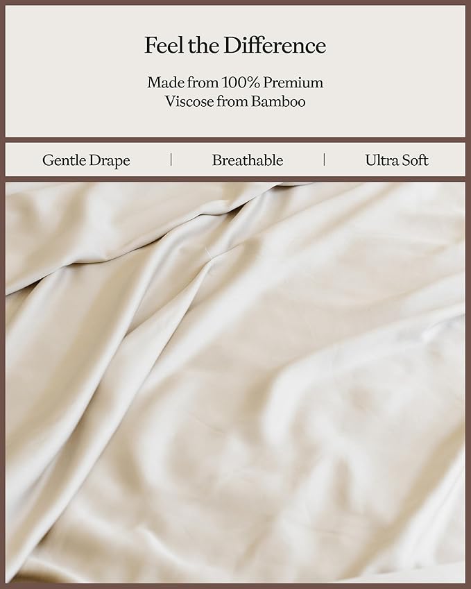Cozy Earth Luxury Bed Sheet Set - 100% Viscose from Bamboo Fabric, Ultra-Soft & Breathable, Fits Regular & Deep Pocket Mattresses up to 20" - 4 Pieces King Sheet Set Driftwood