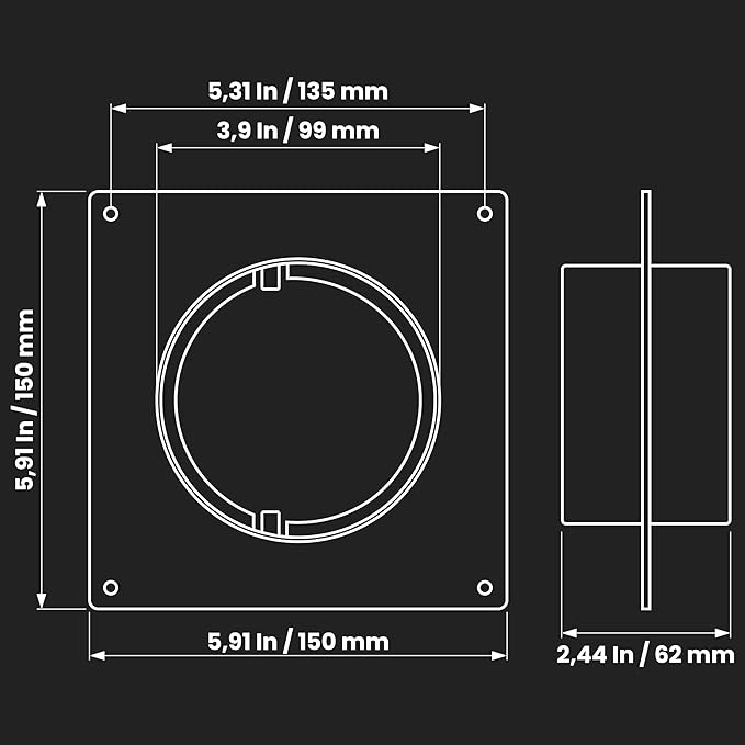 4" Inch Duct Connector Flange - Plastic Straight Pipe Flange for Heating Cooling - Inlet Outlet Ventilation System - Ducting Coupling Wall Plate - Assembly Joint (100mm)