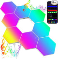JIMIMORO Big Hexagon LED Light - 8 Pack Smart RGB Hexagon LED Panels Wall Lights with APP & Remote Control Cool Music Sync Gaming Lights for Living Room, Bedroom, Gaming Room, Kids, Adults