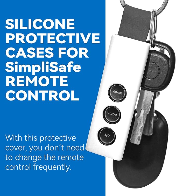 Protective Silicone Case Cover for SimpliSafe KeyFob - Arm and Disarm Remotely, Flexible Case for SimpliSafe Home Security System KeyFob - Latest Gen (White)