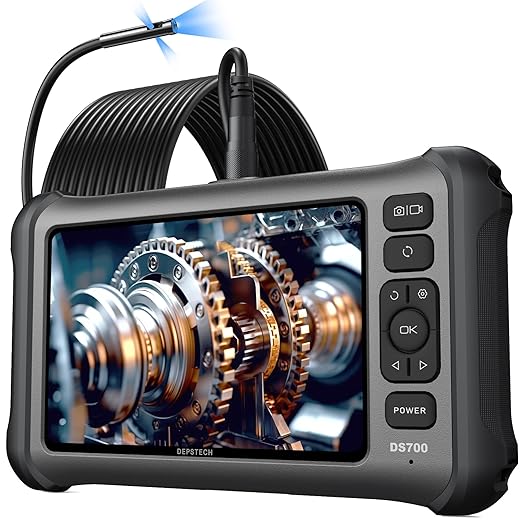 DEPSTECH 7'' IPS Endoscope Camera with Lights, 1080P Triple-Lens Digital Borescope Tool, Inspection Camera with Split Screen, Sound Recording, 16.5ft IP67 Waterproof Snake Cable, 180° Rotation View