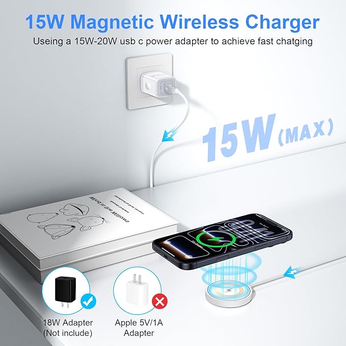 for iPhone 17 Pro Max Magsafe Charger 2Pack Magnetic Wireless Charger for iPhone 17/16/15/14/13/12 Series& AirPods, Wireless Fast Charging Pad With USB-C/A Ports,Pixelsnap Charger for Google 10 Series