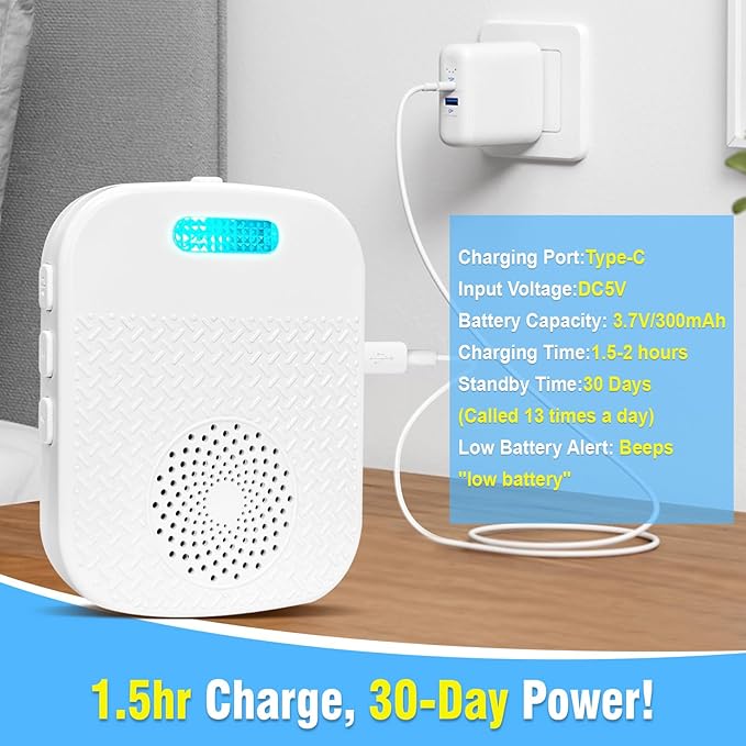 Daytech Caregiver Pager Wireless Call Button for Elderly at Home Life Alert Systems for Seniors/Patient/Disabled 300+ Feet 1 Portable/Vibration Receiver & 1 Emergency Button