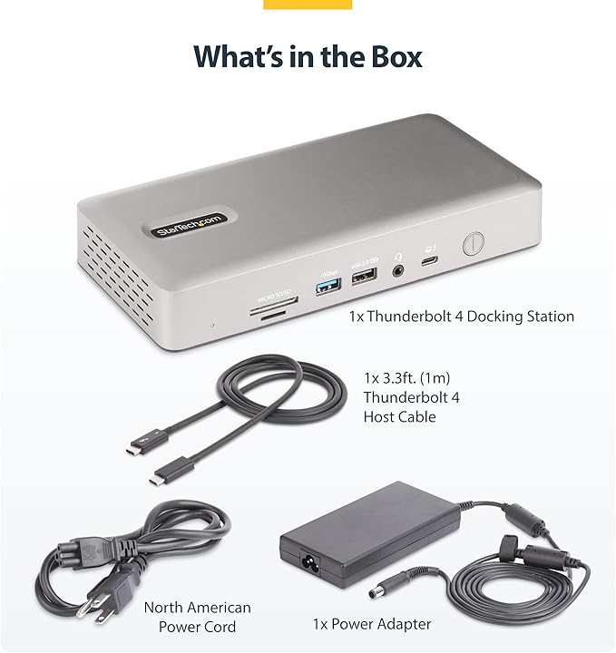 StarTech.com Thunderbolt 4 Dock - Dual 4K MacBook Pro and M4 Air, Quad Monitor 4K Windows, 16 Port 40Gbps Laptop Docking Station with 100W Charging, 2 x HDMI, 2 x DisplayPort (132N-TB4USB4DOCK)