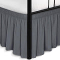 Biscaynebay Wrap Around Bed Skirts with Split Corners for Queen Beds 15" Drop, Dark Grey Adjustable Elastic Dust Ruffles Easy Fit Wrinkle Resistant Silky Luxurious Fabric Machine Washable