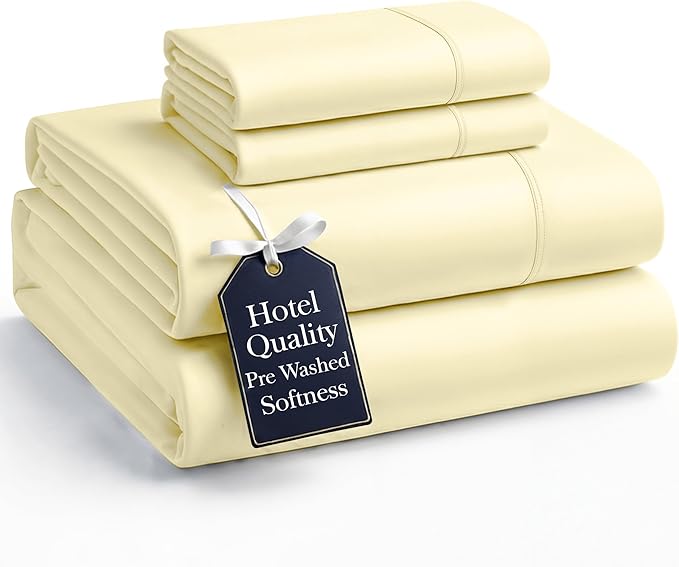 Casa Platino Sheets Full Size Bed Set, Pre-Washed Full Size Sheet, Ultra Soft & Breathable Full Bed Sheets Set, Brushed Microfiber Cooling Sheets, Full Size Sheets Set with Deep Pockets - Vanilla