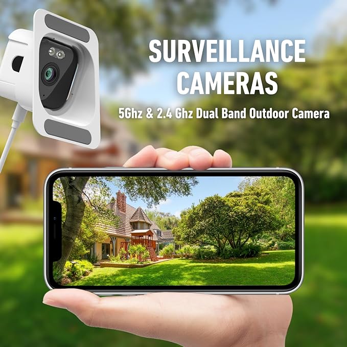 FEICAMYZX Indoor Security Camera, 3MP 2K Window Camera, 2.4GHz/5GHz WiFi, Starlight Night Vision, 24/7 Recording, 8ft Cable