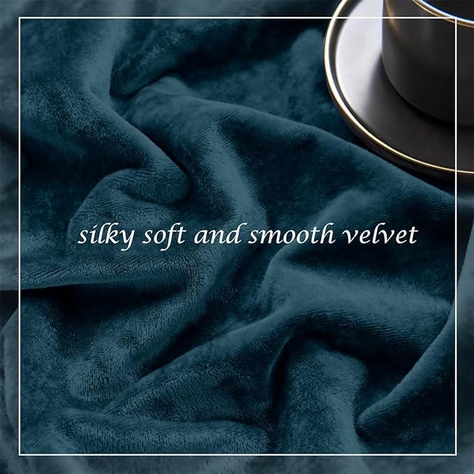 SMILETIME Tranquil Blue Crushed Velvet Curtains 52x108 inch Luxurious Thermal Insulated Soundproof Drapes for Living Room Bedroom Office Soft and Durable Light-Filtering Window Treatments, 2 Panels