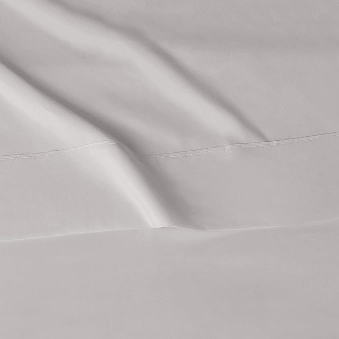 Amazon Basics Lightweight Super Soft Easy Care Microfiber 3 Piece Bed Sheet Set With 14-inch Deep Pockets, Twin X-Large, Light Grey, Solid
