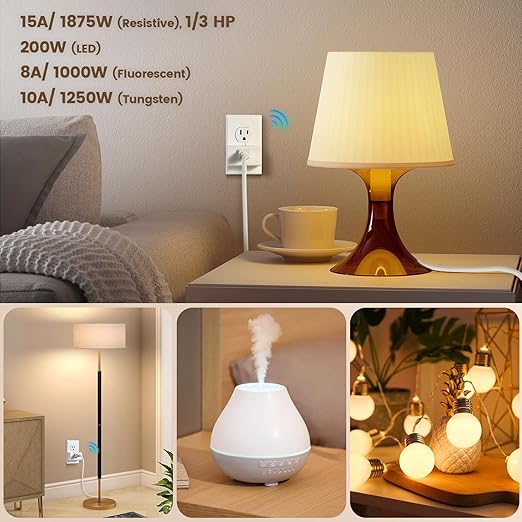 SURAIELEC Wireless Light Switch, Remote Control Outlet, Decorator Rocker Wall Switch, 15 AMP, 100ft RF Range, No Wiring No WiFi, Remote Outlet for Plug in Pendant Lamp, Christmas Holiday Decorations