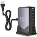 500W GaN USB C Charger Block Charging Station 8 Port Fast Charger Block with Dual 100W PD USB-C Fast Charging Station Hub Compatible with iPhone 17/16 15/14/13/Pro Max/MacBook Pro/Air/All iPad (Black)